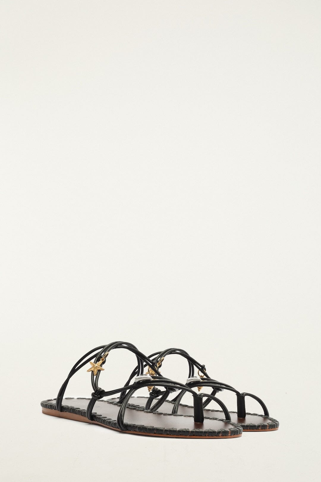 Sea Flat Sandal - FARM Rio BLACK AND CUOIO