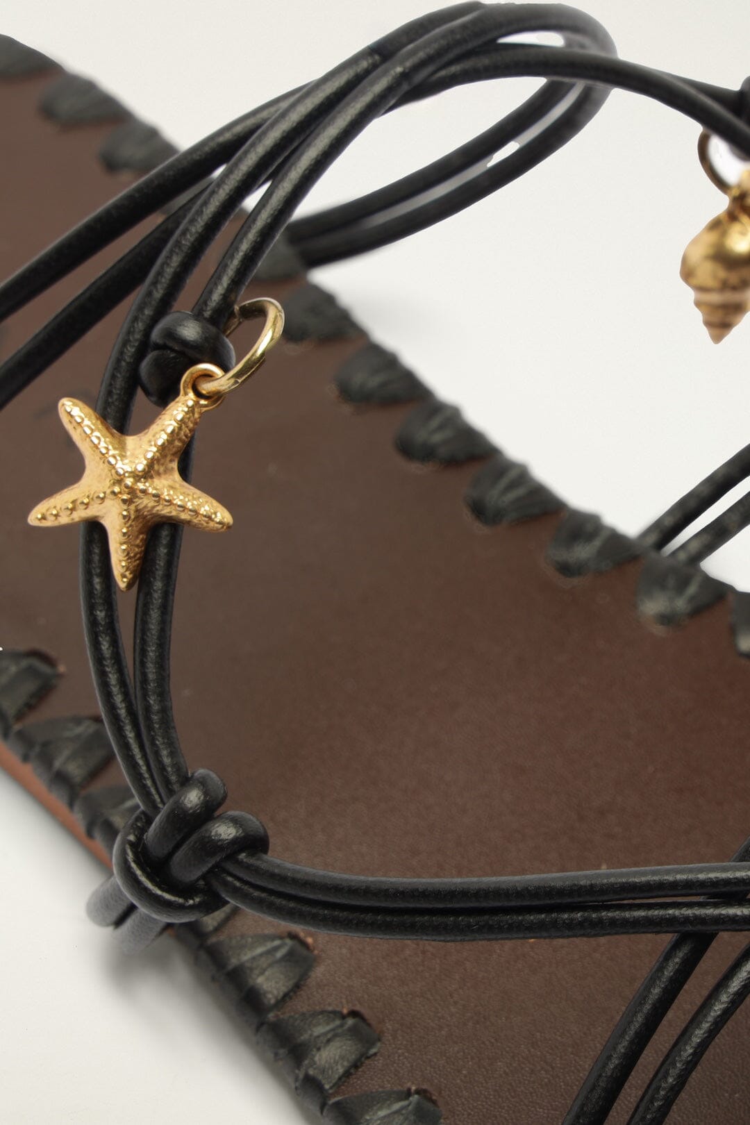 Sea Flat Sandal - FARM Rio BLACK AND CUOIO