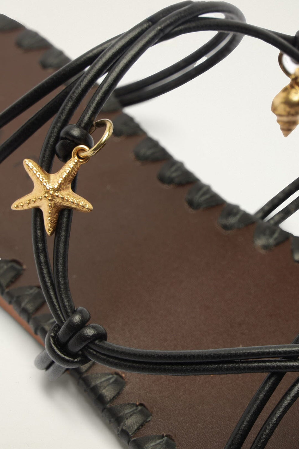 Sea Flat Sandal - FARM Rio BLACK AND CUOIO