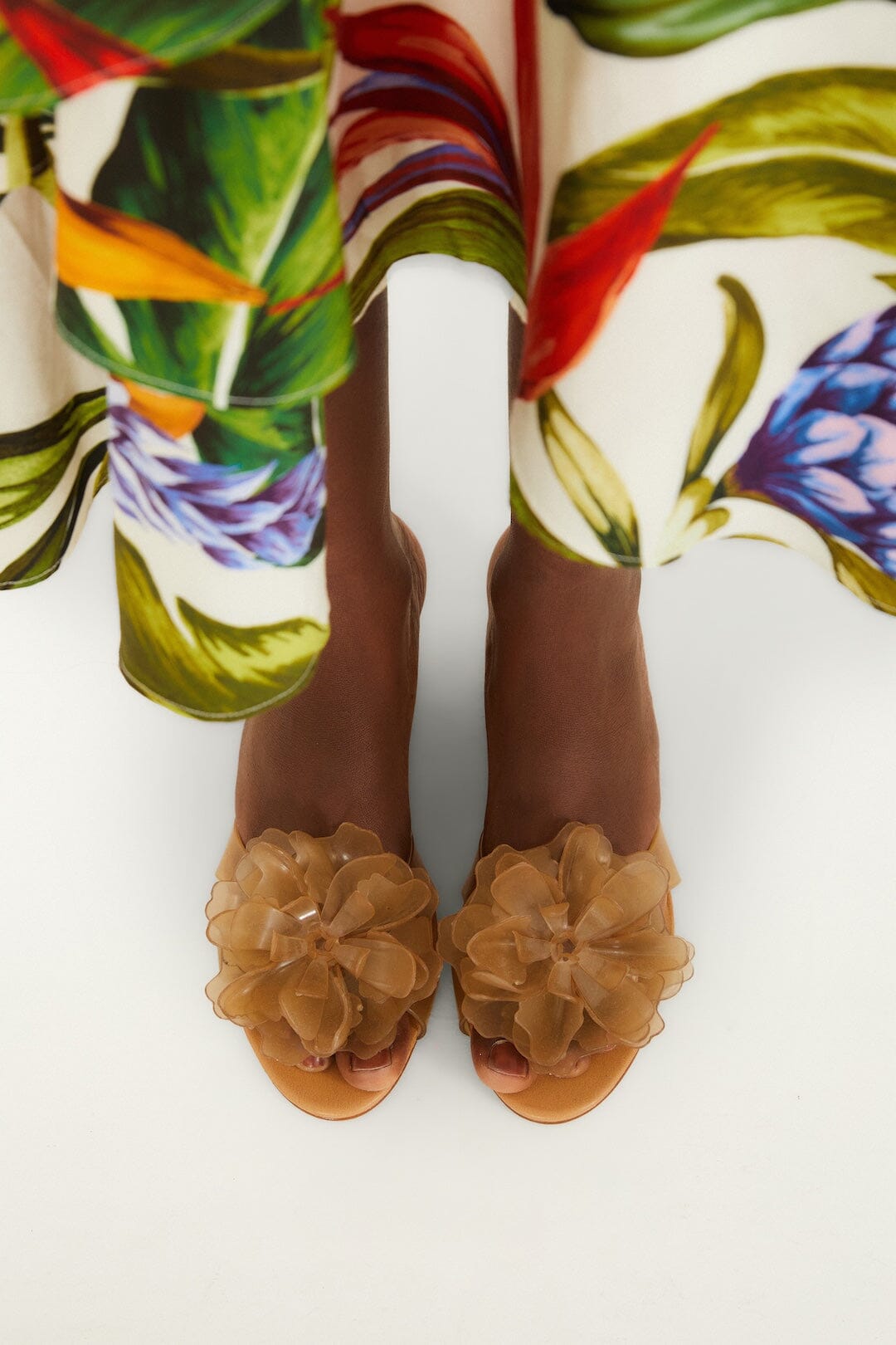 Orange Jelly Flower Wedge Sandal - FARM Rio TOFFEE