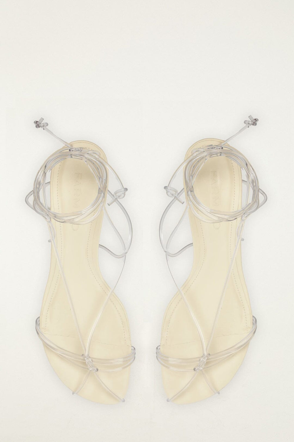 White Spaghetti Jelly Kitten Heeled Sandal - FARM Rio CLEAR AND IVORY