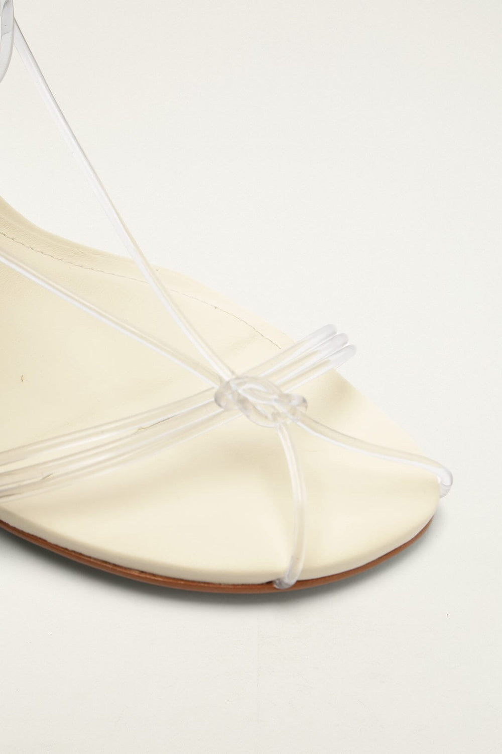 White Spaghetti Jelly Kitten Heeled Sandal - FARM Rio CLEAR AND IVORY