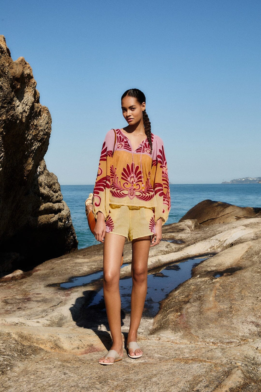 Soft Yellow Arabesc Shorts - FARM Rio ARABESC SOFT YELLOW