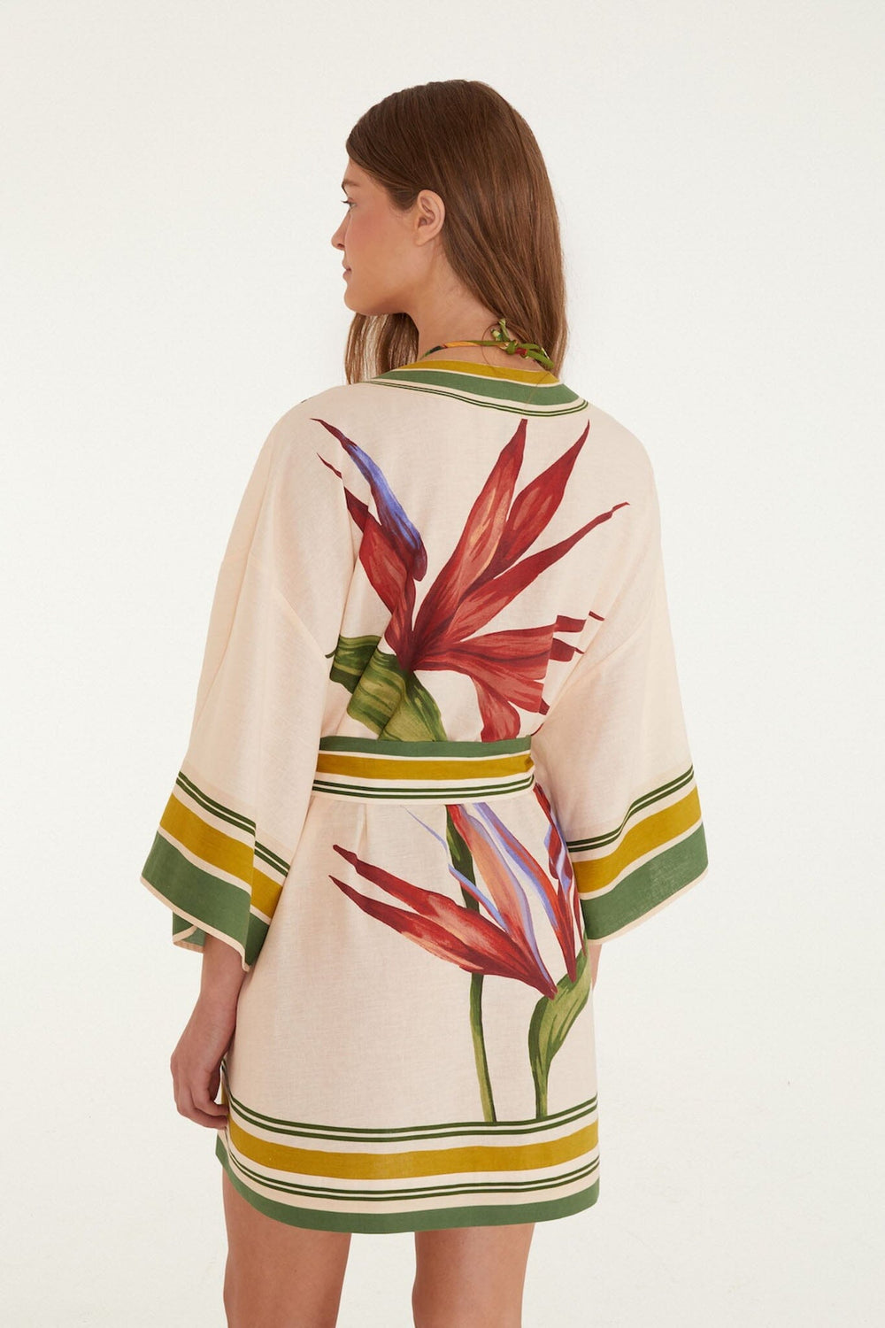 Light Blush Strelitzia Kimono - FARM Rio STRILITZIA LIGHT BLUSH