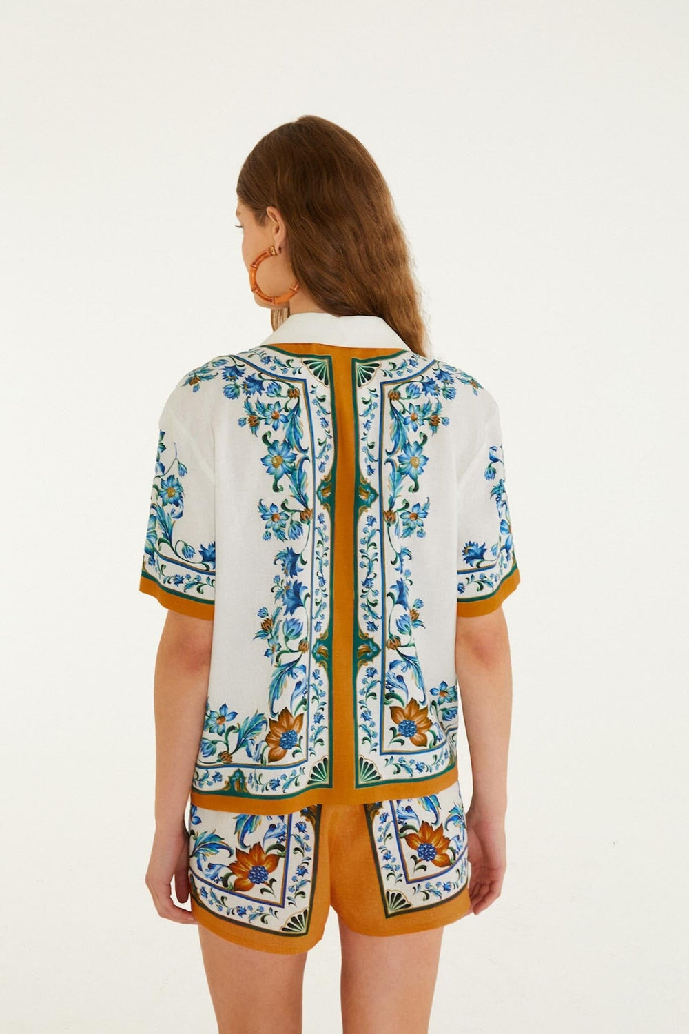 Off-White Flora Tile Blouse - FARM Rio FLORA TILE OFF-WHITE