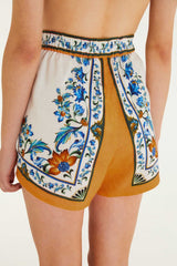 Off-White Flora Tile Shorts - FARM Rio FLORA TILE OFF-WHITE
