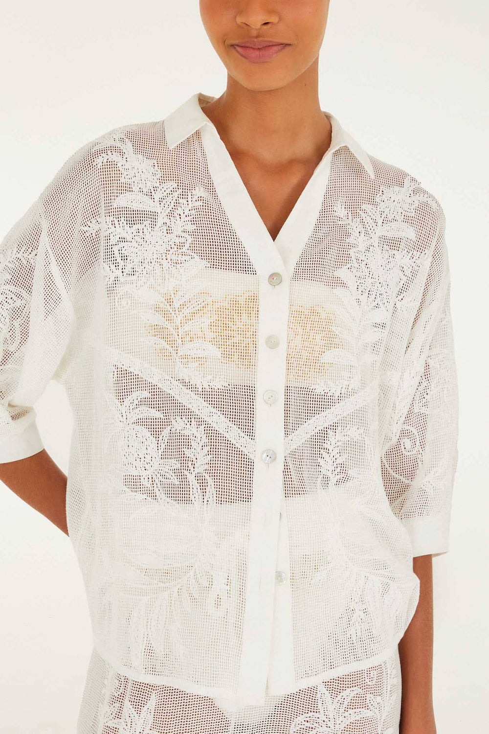 Off-White Nina Blouse - FARM Rio NINA OFF-WHITE