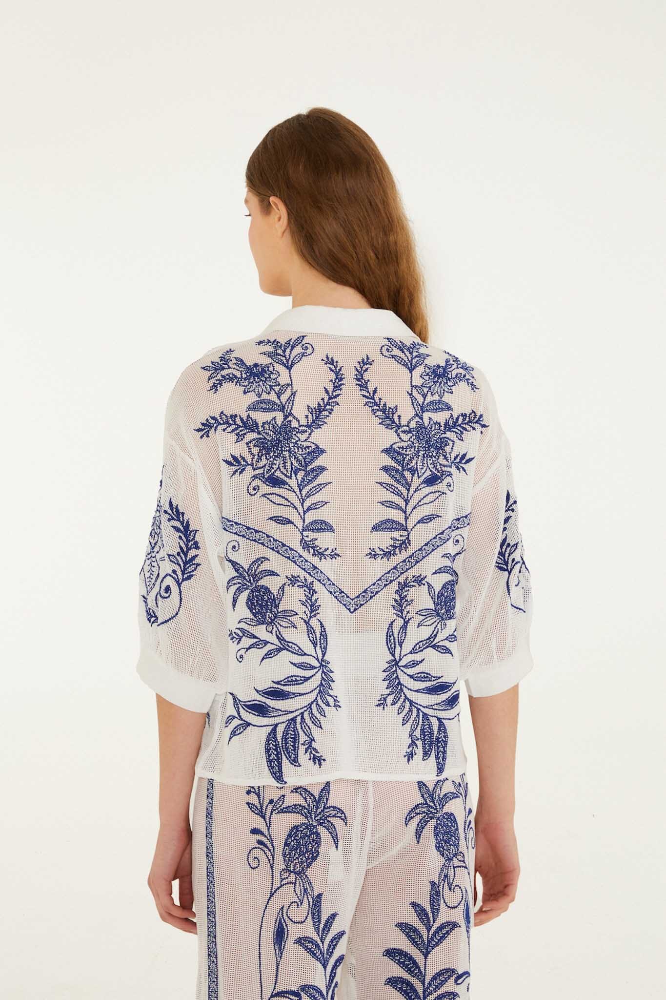 Off-White Nina Embroidery Blouse - FARM Rio NINA EMBROIDERY OFF-WHITE