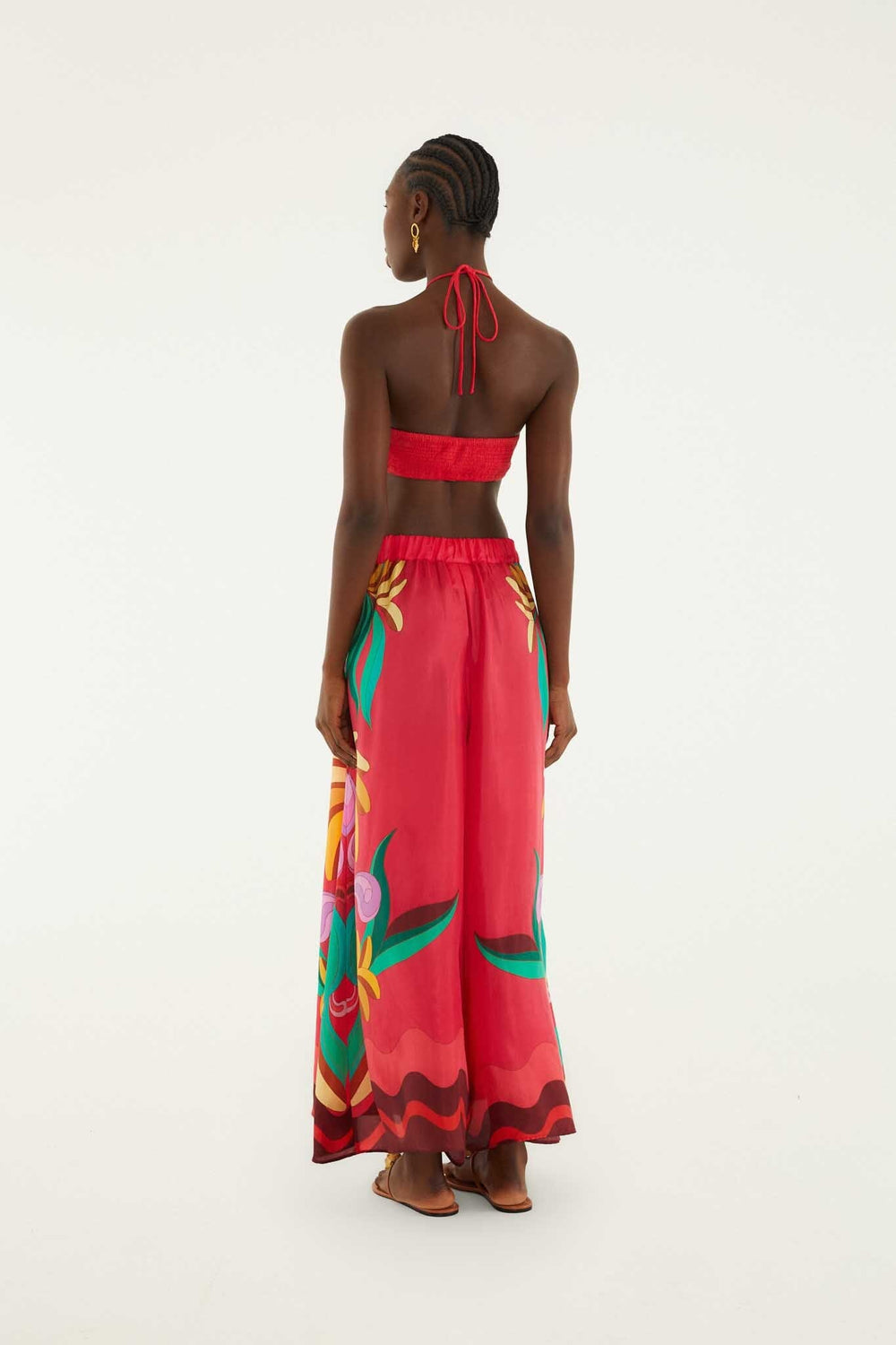 Multicolor Nature Beaded Tasssels Wide-Leg Pants - FARM Rio BANANA QUEEN
