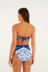 Blue Porcelain Garden High Waist Full Bikini Bottom - FARM Rio PORCELAIN GARDEN BLUE