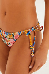 Multicolor Floraline Side Tie Bikini Bottom - FARM Rio FLORALINE CREAM