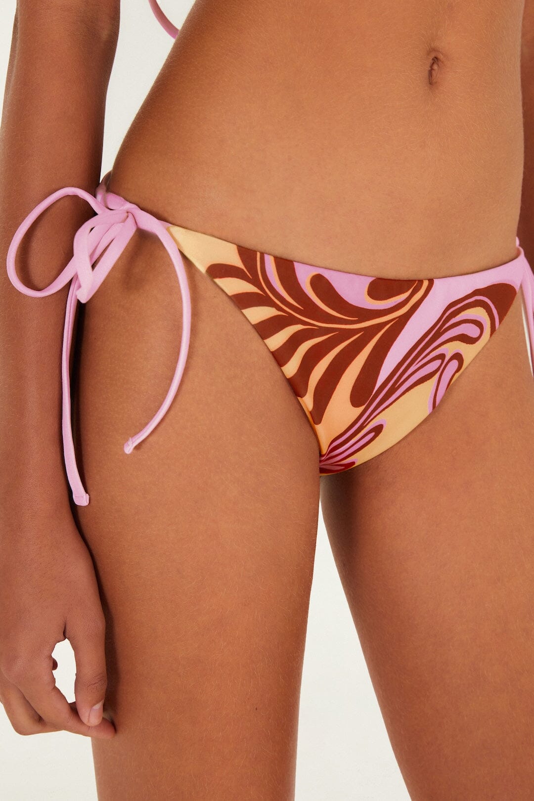 Soft Yellow Arabesc Tie Side Bikini Bottom - FARM Rio ARABESC SOFT YELLOW