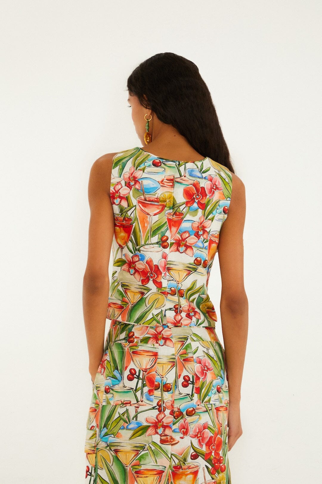 Off-White Sand Cocktail Sleeveless Euroflax Premium Linen Vest - FARM Rio COCKTAIL OFF-WHITE
