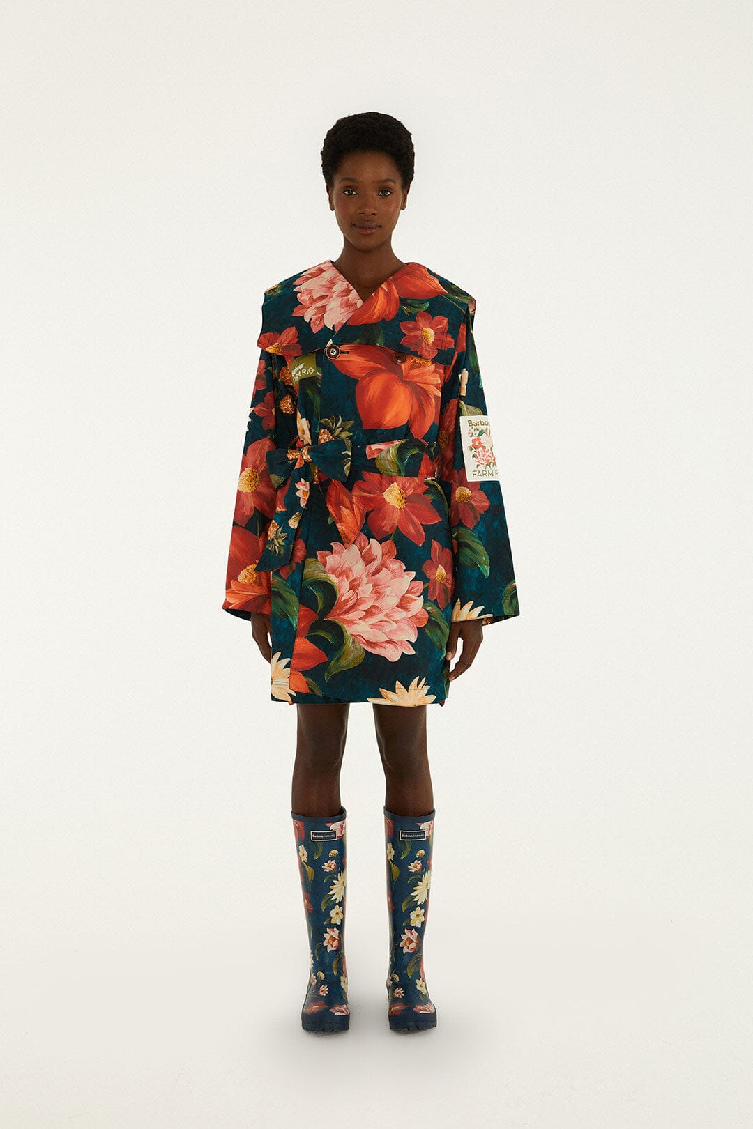 Wild Flower Tench Coat - FARM Rio WILD FLOWER NAVY BLUE