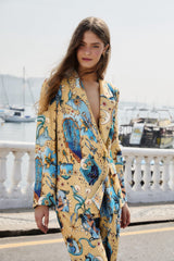 Sand Mystical Notched Lapel Lenzing Ecovero Viscose Blazer - FARM Rio MYSTICAL SAND
