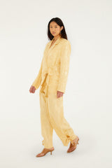 Beige Notched Lapel Front Ties Blazer - FARM Rio BEIGE