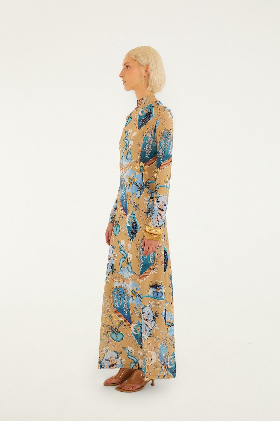 Sand Mystical Long Sleeve Maxi Dress - FARM Rio MYSTICAL SAND