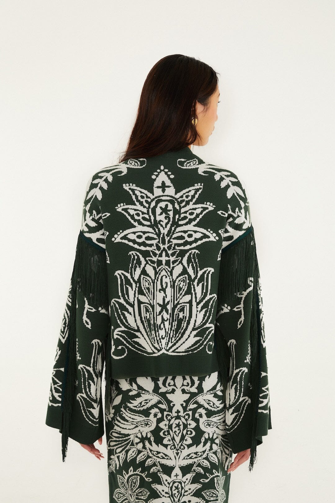 Dark Green Miranda Fringes Knit Sweater - FARM Rio MIRANDA DARK GREEN
