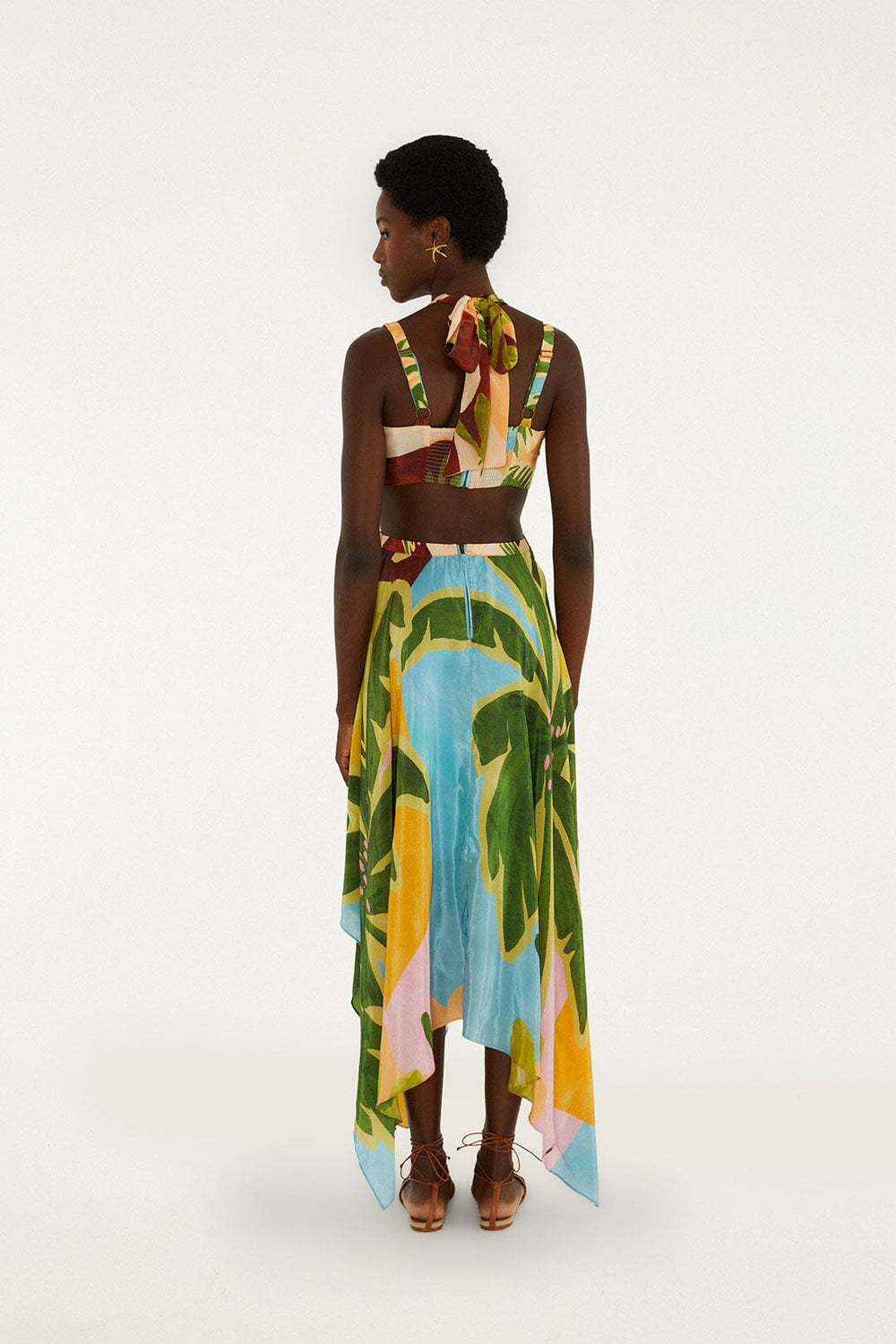 Multicolor Tropical Painting Cut-Out Buckles Maxi Dress - FARM Rio TROPICAL PAINTING MULTICOLOR