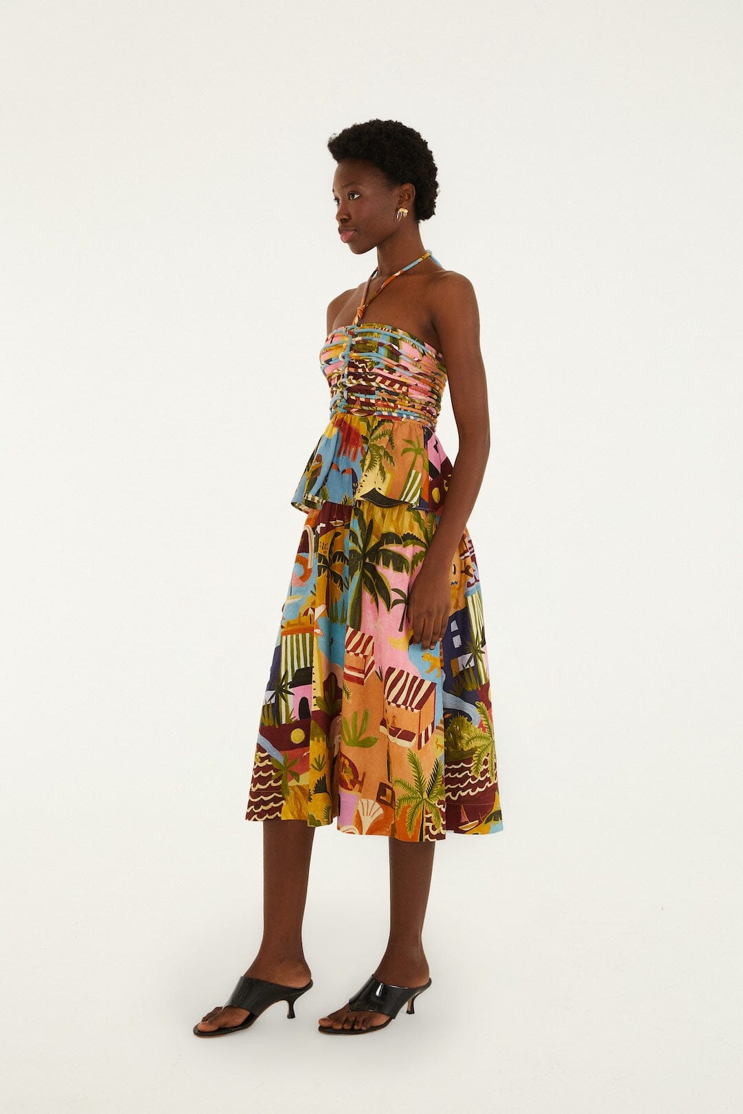 Multicolor Tropical Painting Lenzing Ecovero Euroflax Midi Dress - FARM Rio TROPICAL PAINTING MULTICOLOR