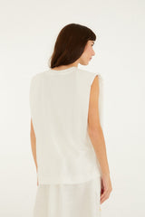 Off-White Birds On Branch Embroidered Organic Cotton T-Shirt - FARM Rio OFF-WHITE