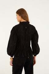 Black Lace Puff Sleeve Blouse - FARM Rio BLACK