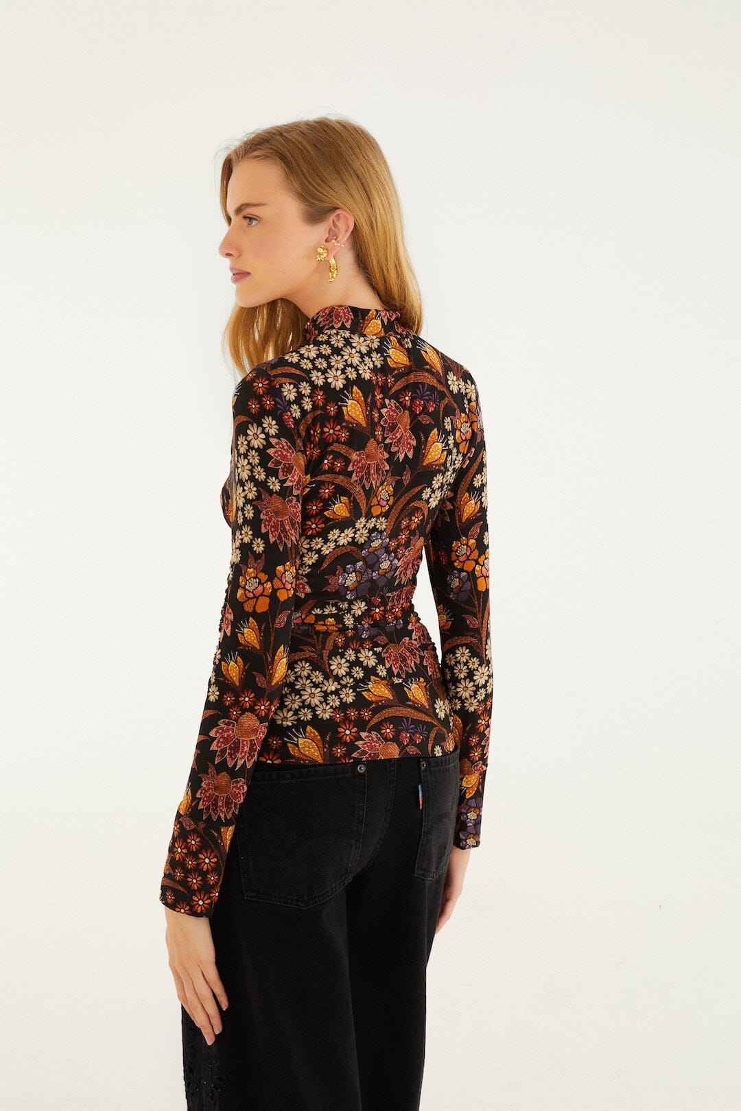 Black Lili Jersey Blouse - FARM Rio LILI BLACK