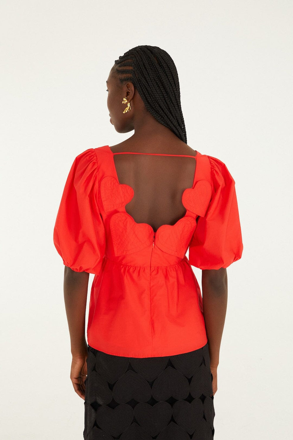 Red Heart Short Sleeve Organic Cotton Blouse - FARM Rio RED