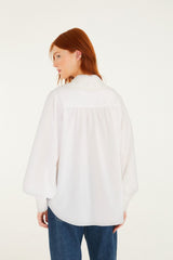 Off-White Embroidered Lace Buttoned Smocked Cuff Shirt - FARM Rio OFF-WHITE