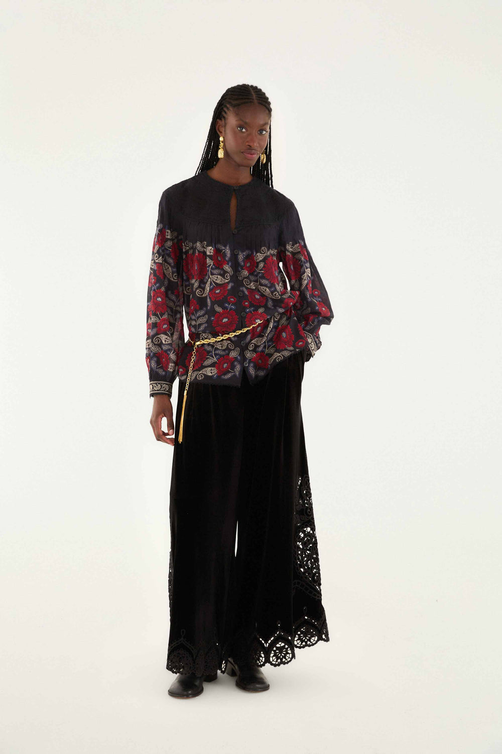 Black Valentina Long Sleeve Blouse - FARM Rio VALENTINA BLACK