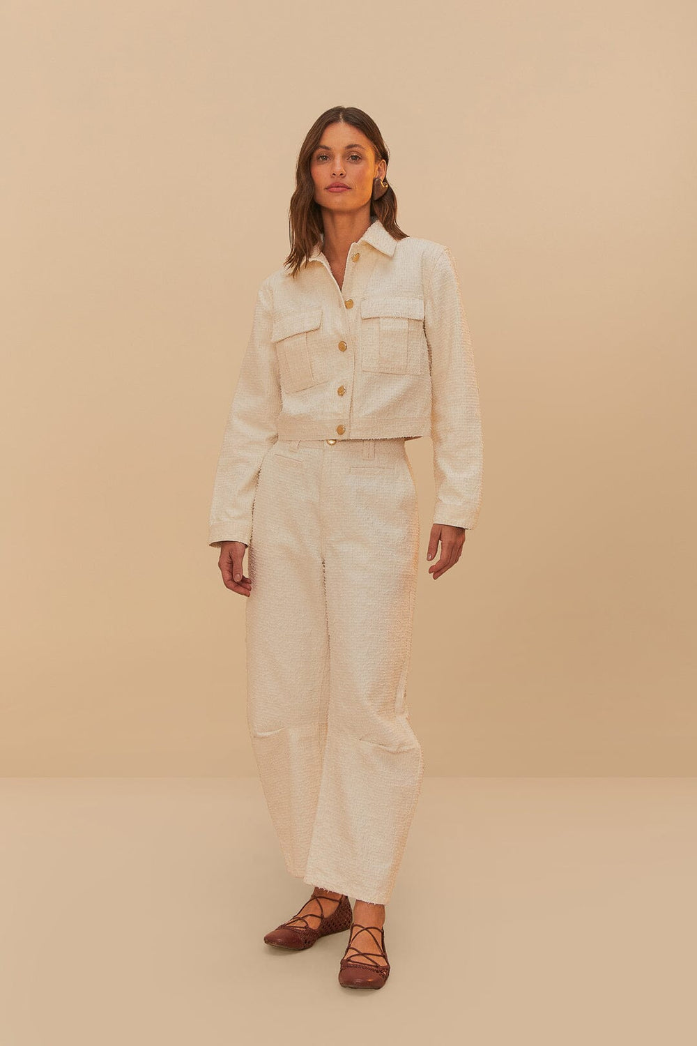 Off-White Twill Laser Carpenter Pants - FARM Rio OFF-WHITE