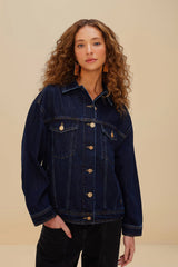 Dark Denim Buttoned Jacket - FARM Rio DENIM