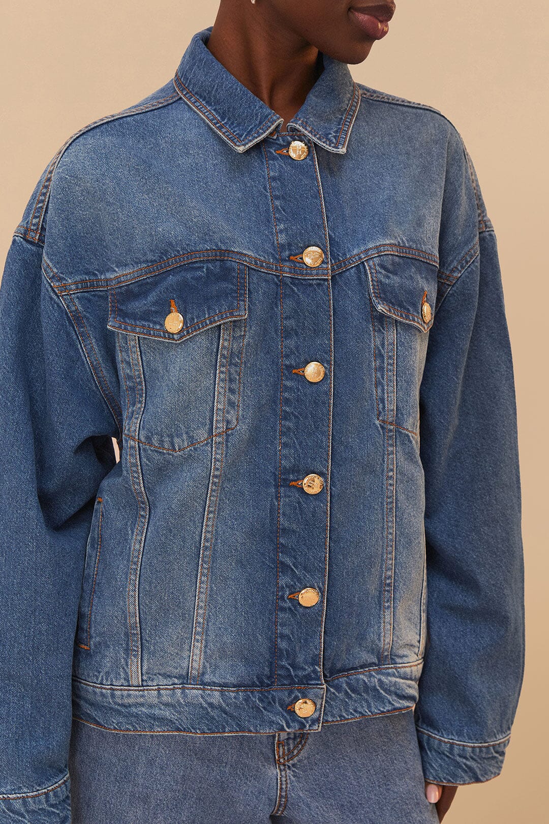 Denim Buttoned Jacket - FARM Rio DENIM