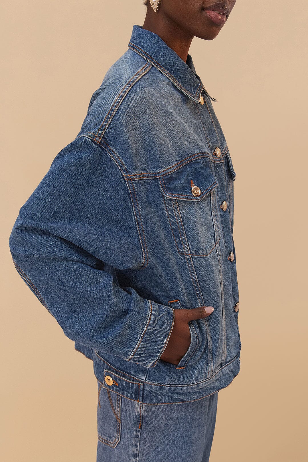 Denim Buttoned Jacket - FARM Rio DENIM