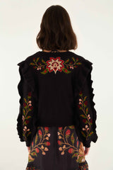 Black Berry Embroidery Knit Cardigan - FARM Rio BERRY EMBROIDERY BLACK
