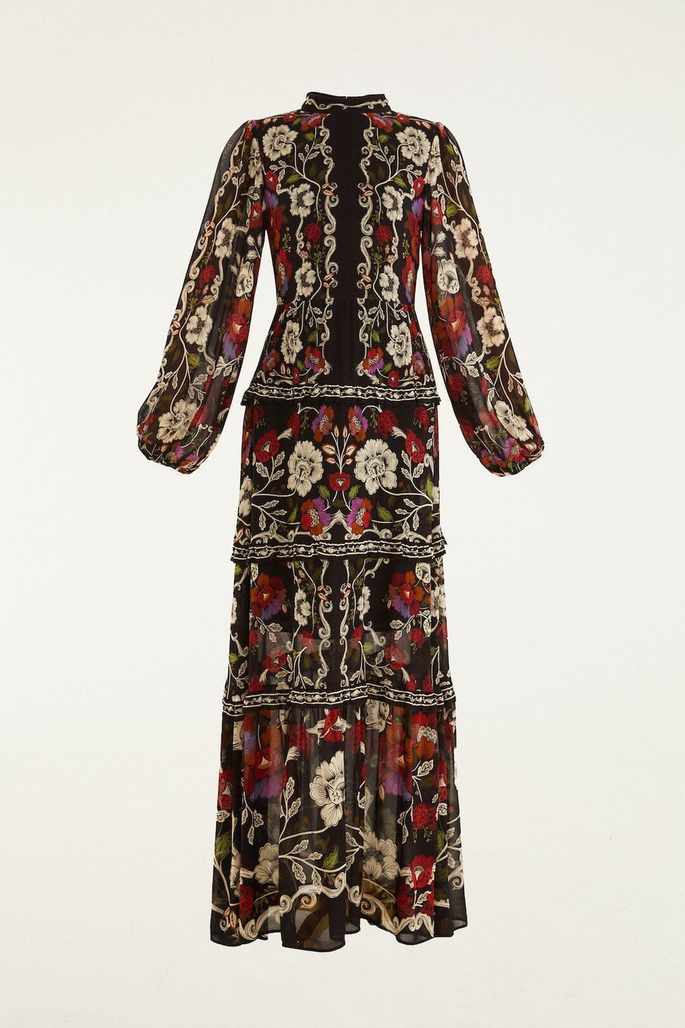 Black Rococo Flowers Ruffled Maxi Dress - FARM Rio ROCOCO FLOWERS BLACK