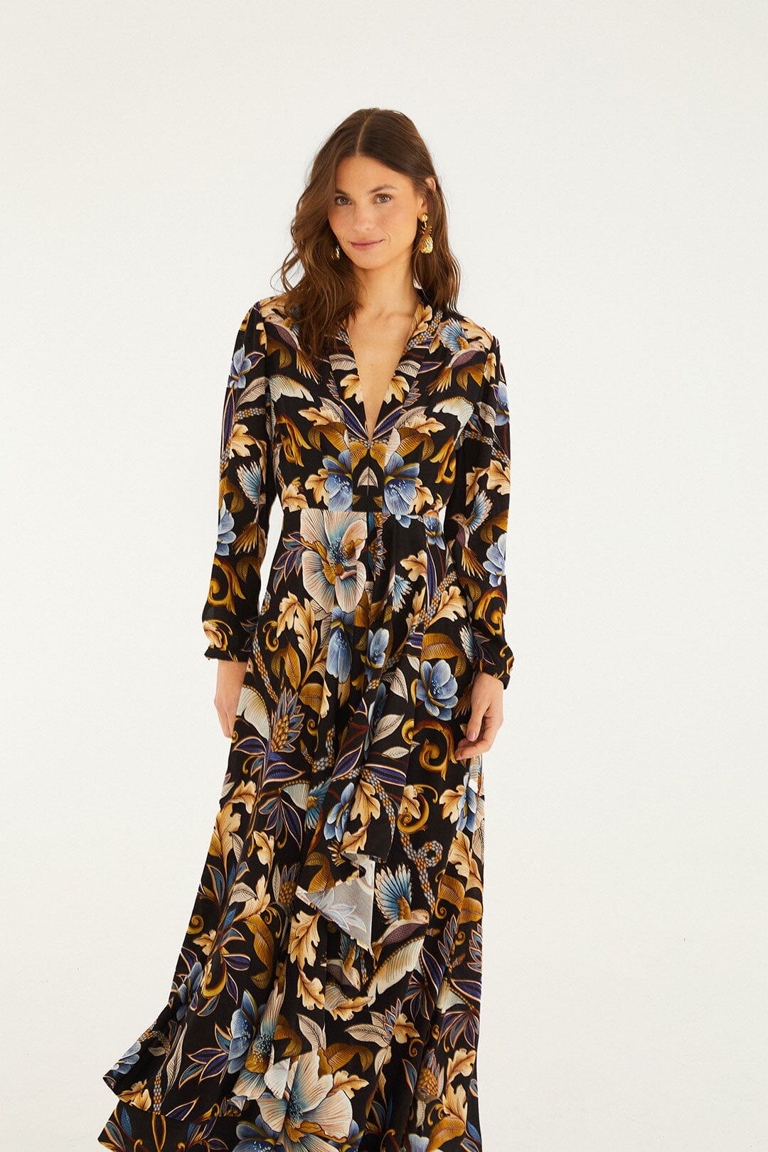 Black Snake Garden Lenzing® Ecovero® Viscose Maxi Dress - FARM Rio SNAKE GARDEN BLACK