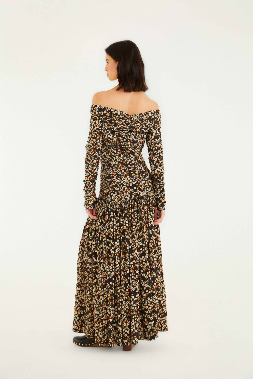 Black Tiny Flowers Long Sleeve Maxi Dress - FARM Rio TINY FLOWERS BLACK