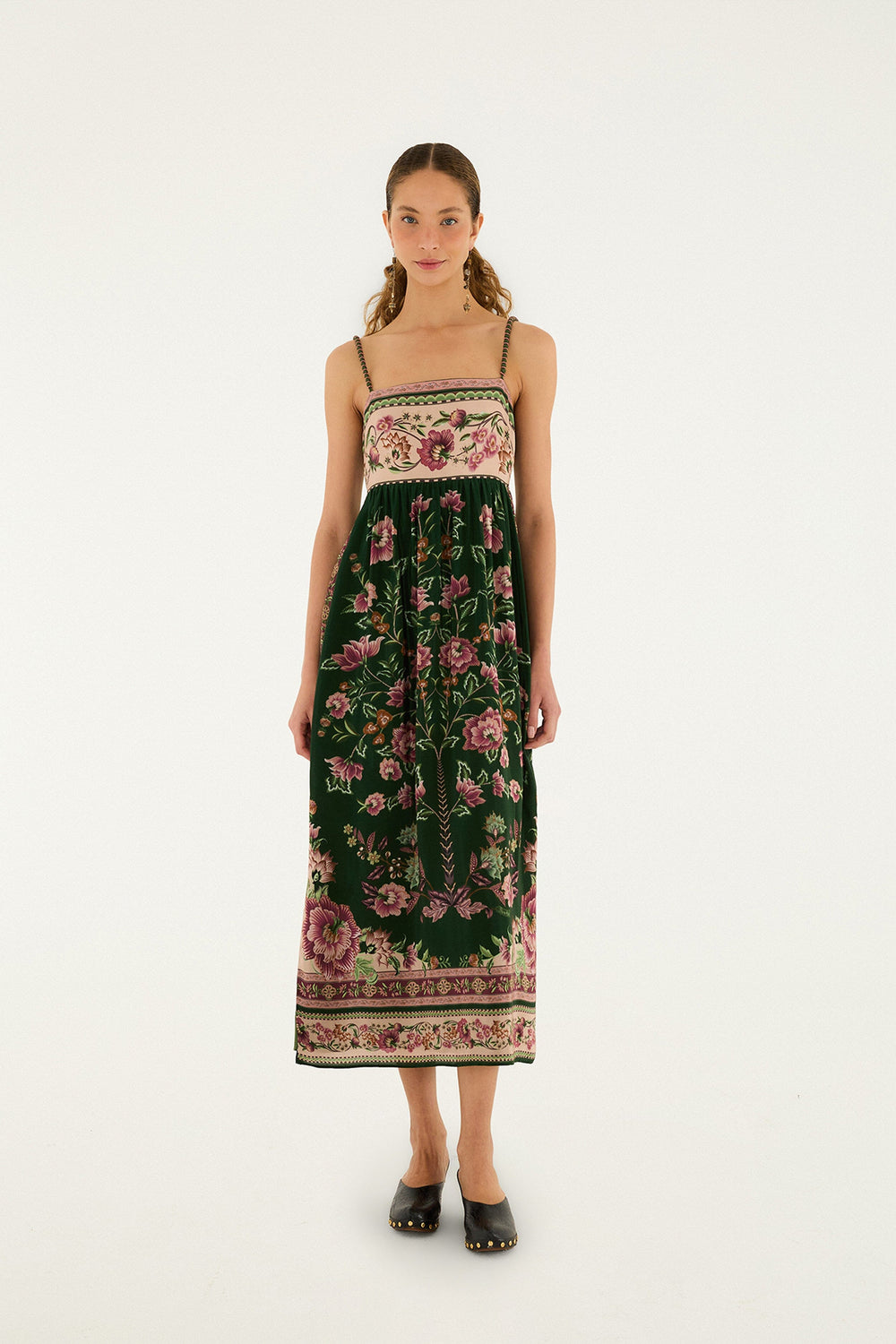 Green Flowering Garden Tree Sleveeless Midi Dress - FARM Rio FLOWERING GARDEN TREE GREEN