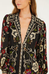 Black Rococo Flowers Lenzing™ Ecovero™ Viscose Mini Dress - FARM Rio ROCOCO FLOWERS BLACK