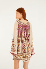 Sand Delicate Ainika Long Sleeve Belted Mini Dress - FARM Rio DELICATE AINIKA SAND