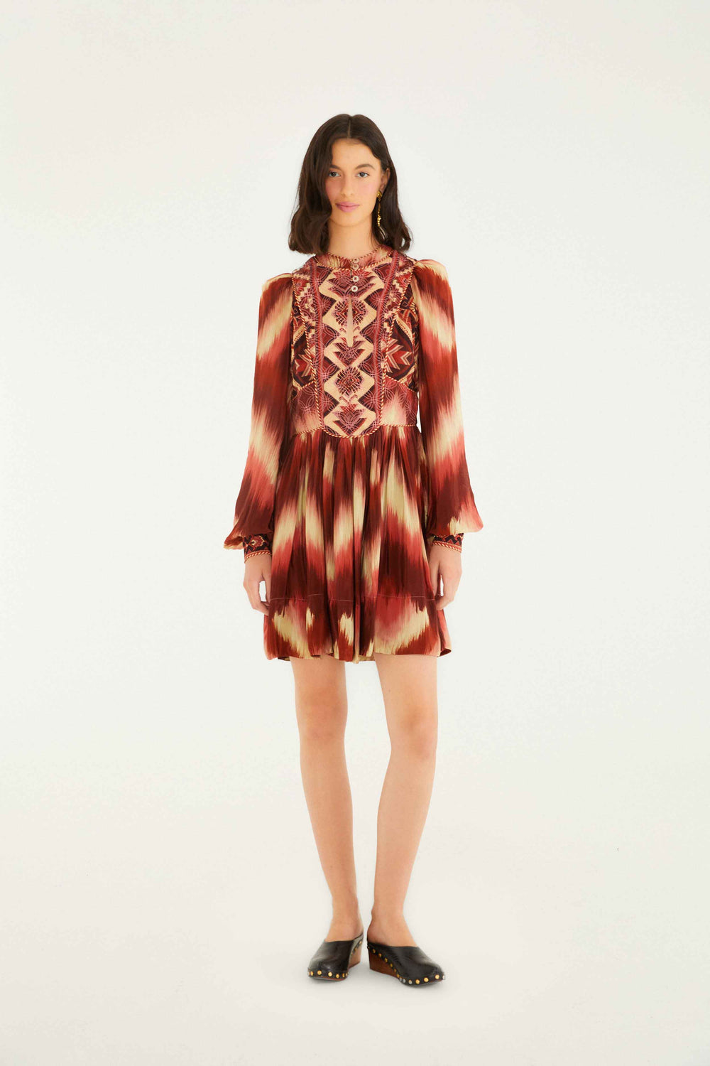 Red Amanda Stripes Tapestry Quilted Mini Dress - FARM Rio AMANDA STRIPES IKAT RED