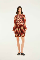 Red Amanda Stripes Tapestry Quilted Mini Dress - FARM Rio AMANDA STRIPES IKAT RED