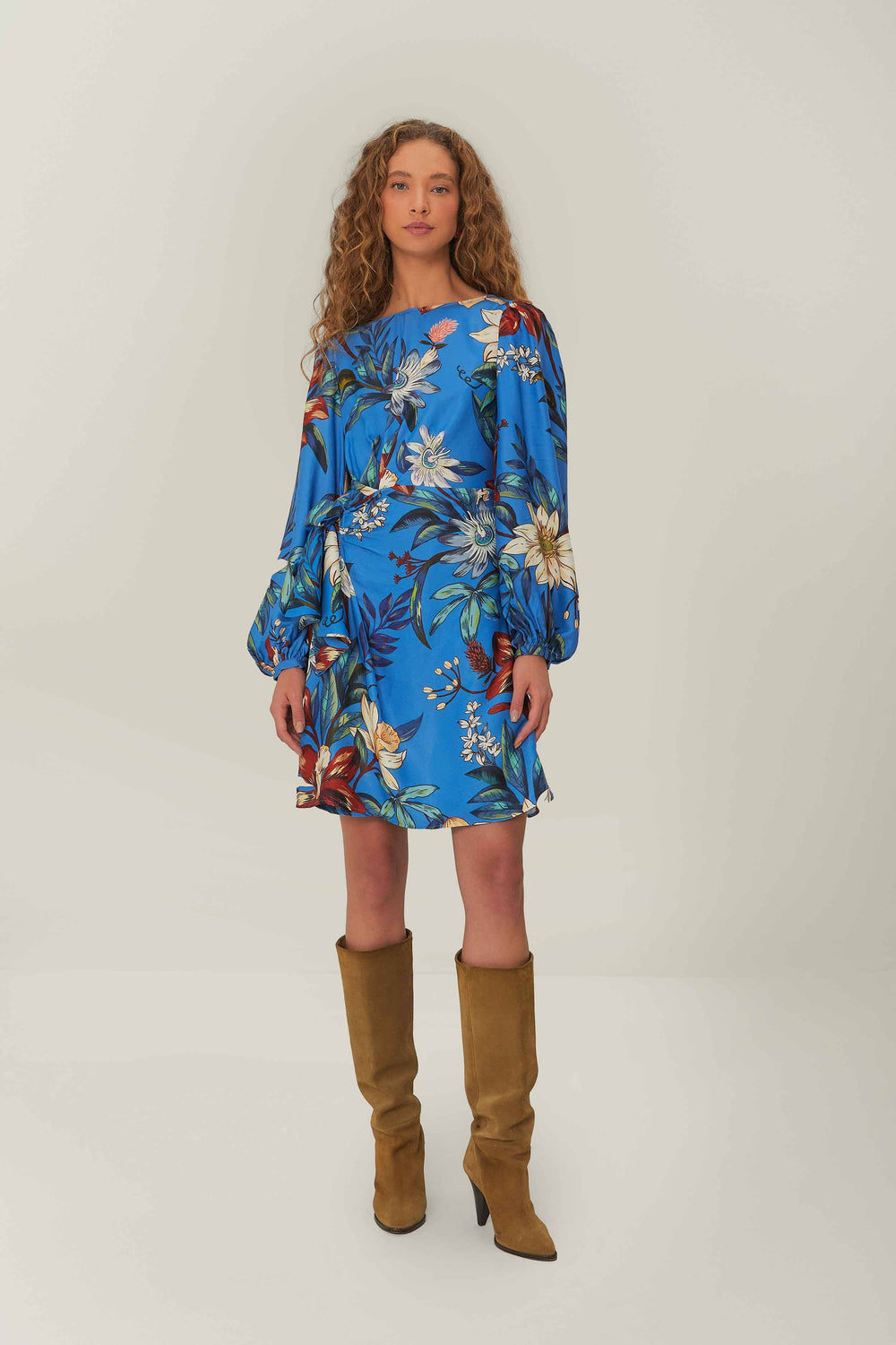 Blue Surreal Flowers Wrap Mini Dress - FARM Rio BLUE SURREAL FLOWERS