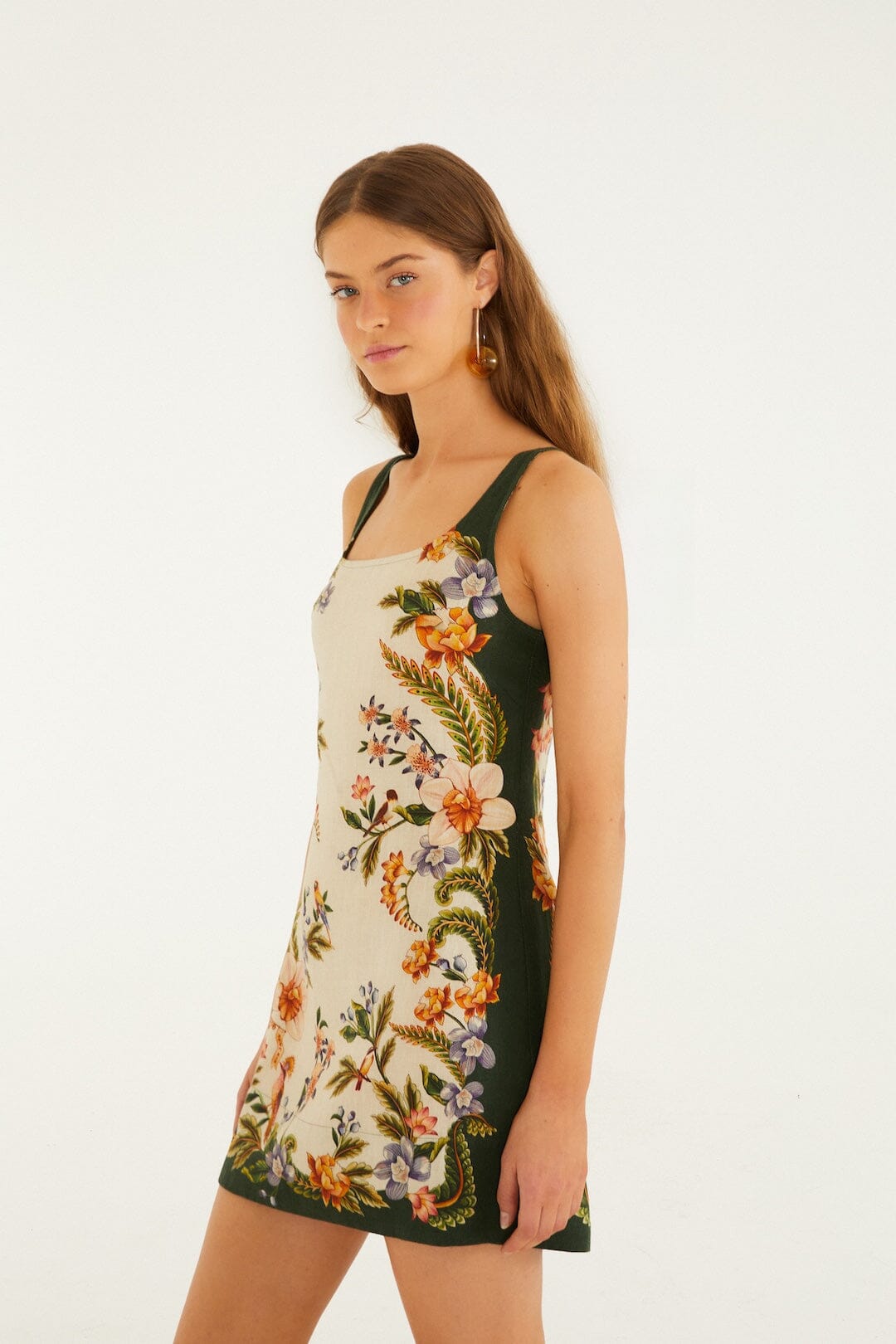 Sand Nature Square Neck Mini Dress - FARM Rio NATURE SAND