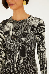 Black Ruta Ruffled Hem Mini Dress - FARM Rio RUTA BEIGE