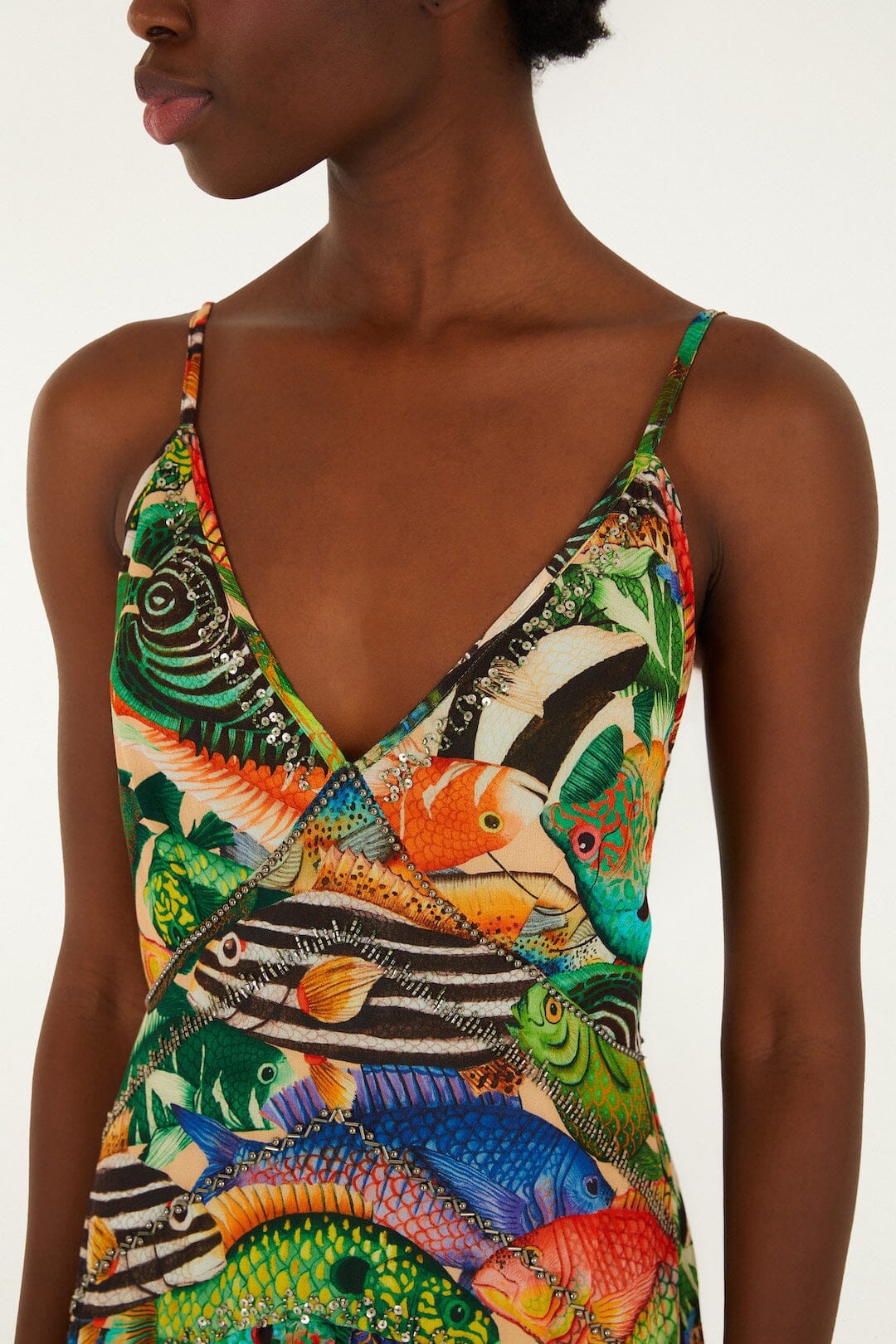 Multicolor Fish Sea Sleeveless Midi Dress - FARM Rio FISH SEA MULTICOLOR