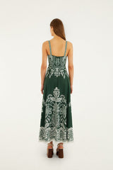 Dark Green Miranda Buckles Maxi Dress - FARM Rio MIRANDA DARK GREEN
