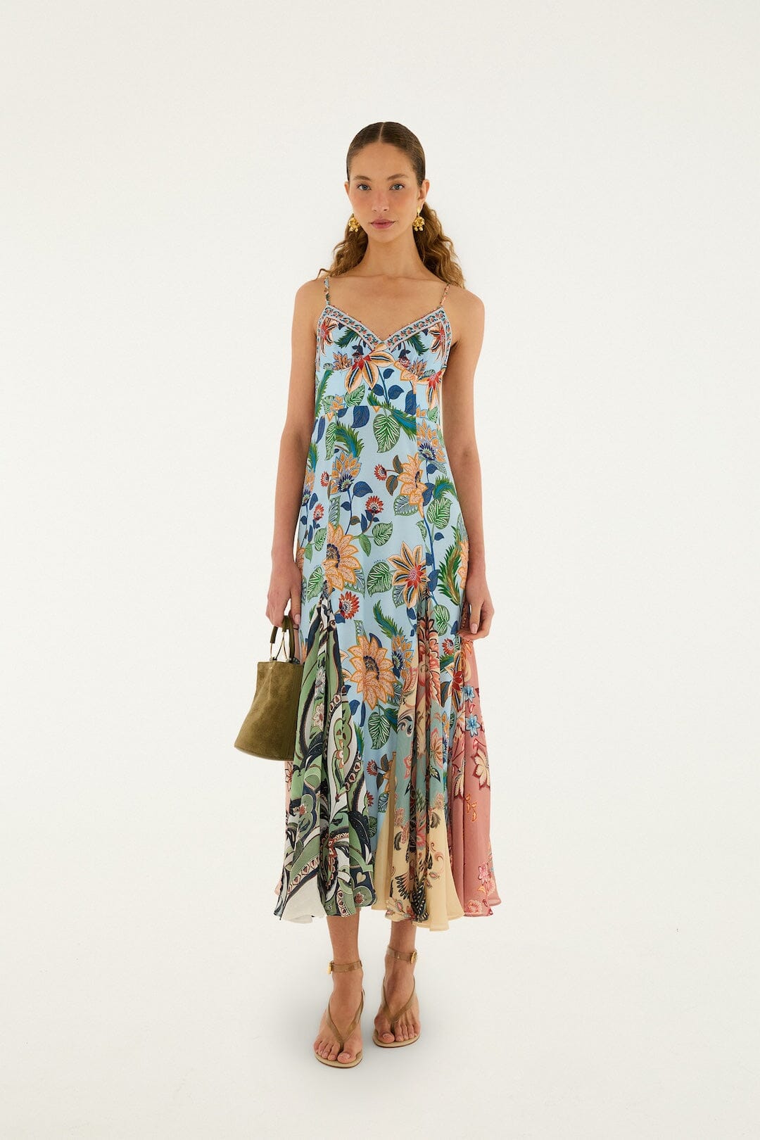 Light Blue Floral Delhi Sleeveless Maxi Dress - FARM Rio FLORAL DELHI LIGHT BLUE