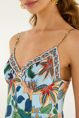 Light Blue Floral Delhi Sleeveless Maxi Dress - FARM Rio FLORAL DELHI LIGHT BLUE